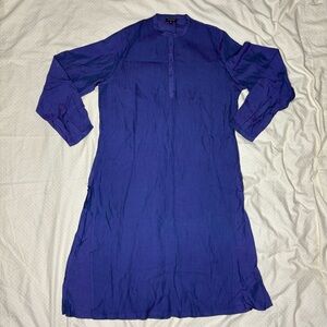 Pratap Iridescent Fabric Blue Purple Size Medium Indian Kurta Made in India Top